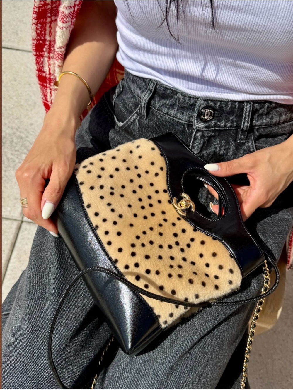🐆 New 26A CHANEL Pony Hair Animal Print Black Mini 31 Bag Handbag Gold CC - Picture 12 of 12